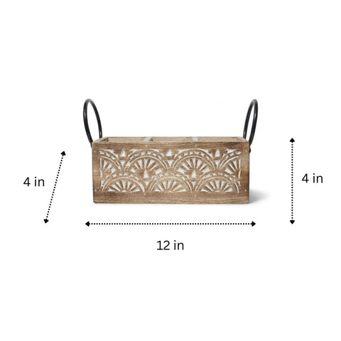 24. Wooden Cutlery Rack - Kitchen Utensil Holder & Organizer - Eco-Friendly Utensil Caddy for Forks, Knives, Spoons - Countertop Silverware Storage Solution (Cutlery-Iron-Handle) - flower