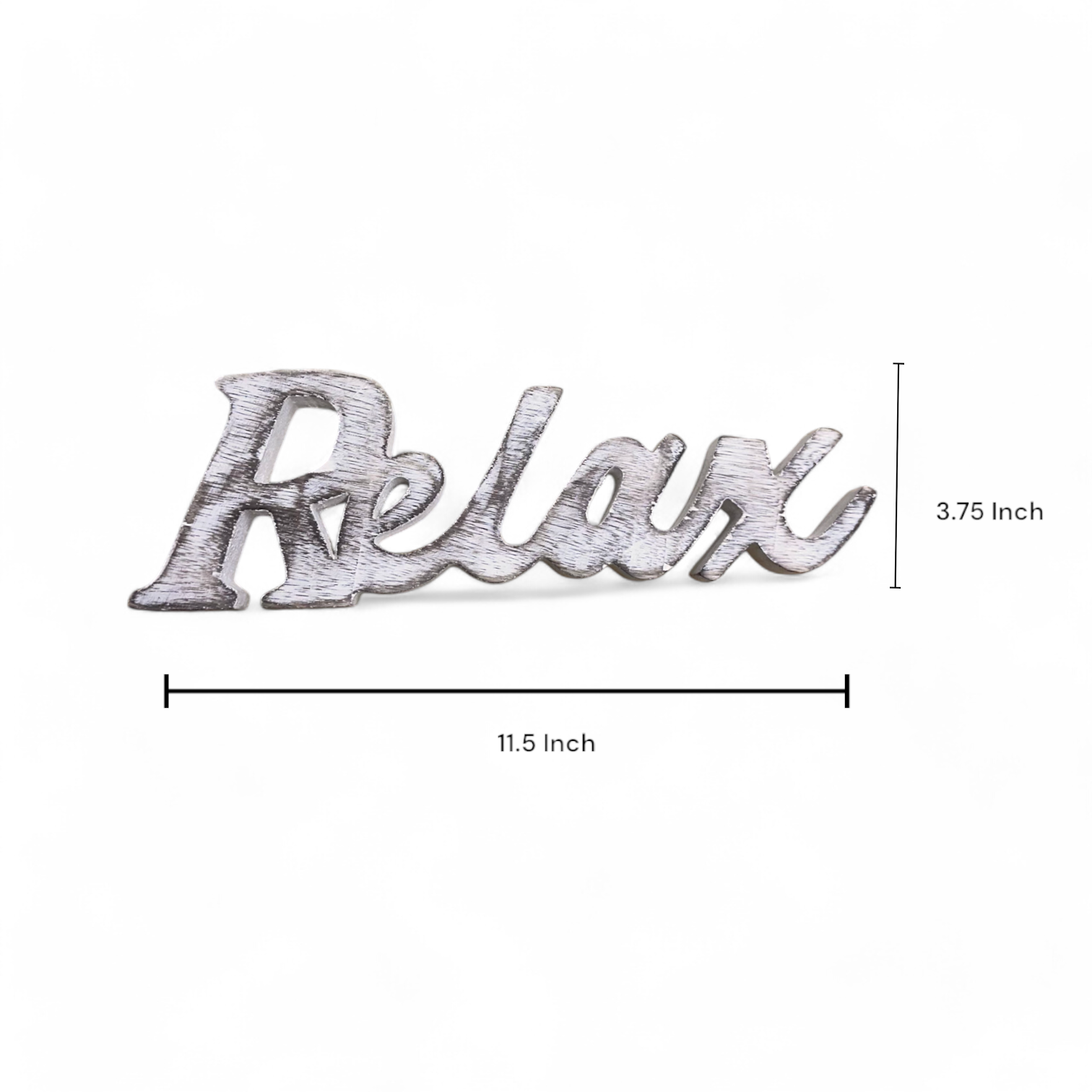 Rustic Distressed White Wooden Words Sign Free Standing or Wall Mounted "Relax" Desk/Shelf/Home Wall/Office Decoration Art, Vintage Relax Signs for Home Decor - 12" x 3.75"- Global Craft and Creations | MA33