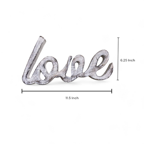 Rustic Distressed White Wooden Words Sign Free Standing or Wall Mounted "Love" Desk/Shelf/Home Wall/Office Decoration Art, Vintage Love Signs for Home Decor - 11.5" x 6.25"- Global Craft and Creations | MA35