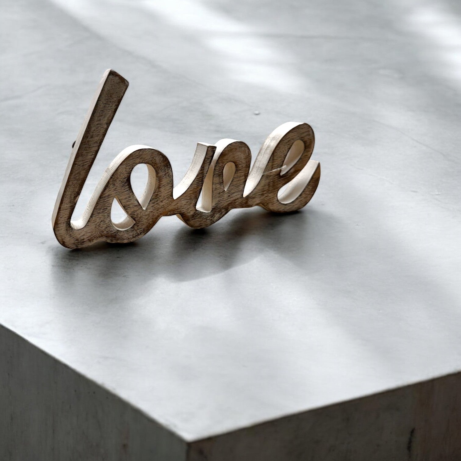 Rustic Distressed White Wooden Words Sign Free Standing or Wall Mounted "Love" Desk/Shelf/Home Wall/Office Decoration Art, Vintage Love Signs for Home Decor - 11.5" x 6.25"- Global Craft and Creations | MA35
