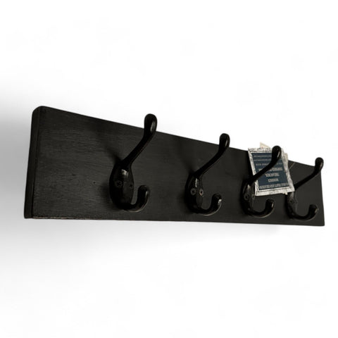 Wooden Rustic Coat Hooks for Wall,Coat Rack Wall Mounted, Hat Rack and Hat Hooks with 4 Hooks for Entryway, Bathroom, Bedroom (Black Matte) GLOBAL CRAFT AND CREATIONS | MA38