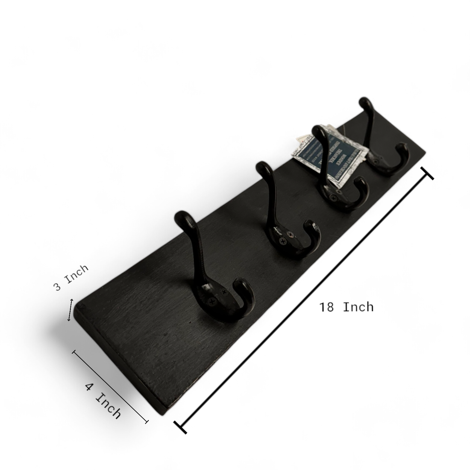 Wooden Rustic Coat Hooks for Wall,Coat Rack Wall Mounted, Hat Rack and Hat Hooks with 4 Hooks for Entryway, Bathroom, Bedroom (Black Matte) GLOBAL CRAFT AND CREATIONS | MA38