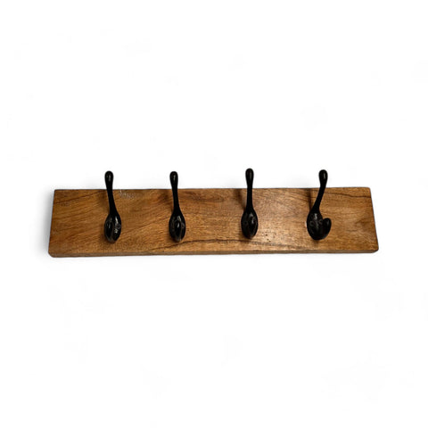 Wooden Rustic Coat Hooks for Wall,Coat Rack Wall Mounted, Hat Rack and Hat Hooks with 4 Hooks for Entryway, Bathroom, Bedroom (Brown) | MA39