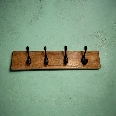 Wooden Rustic Coat Hooks for Wall,Coat Rack Wall Mounted, Hat Rack and Hat Hooks with 4 Hooks for Entryway, Bathroom, Bedroom (Brown) | MA39