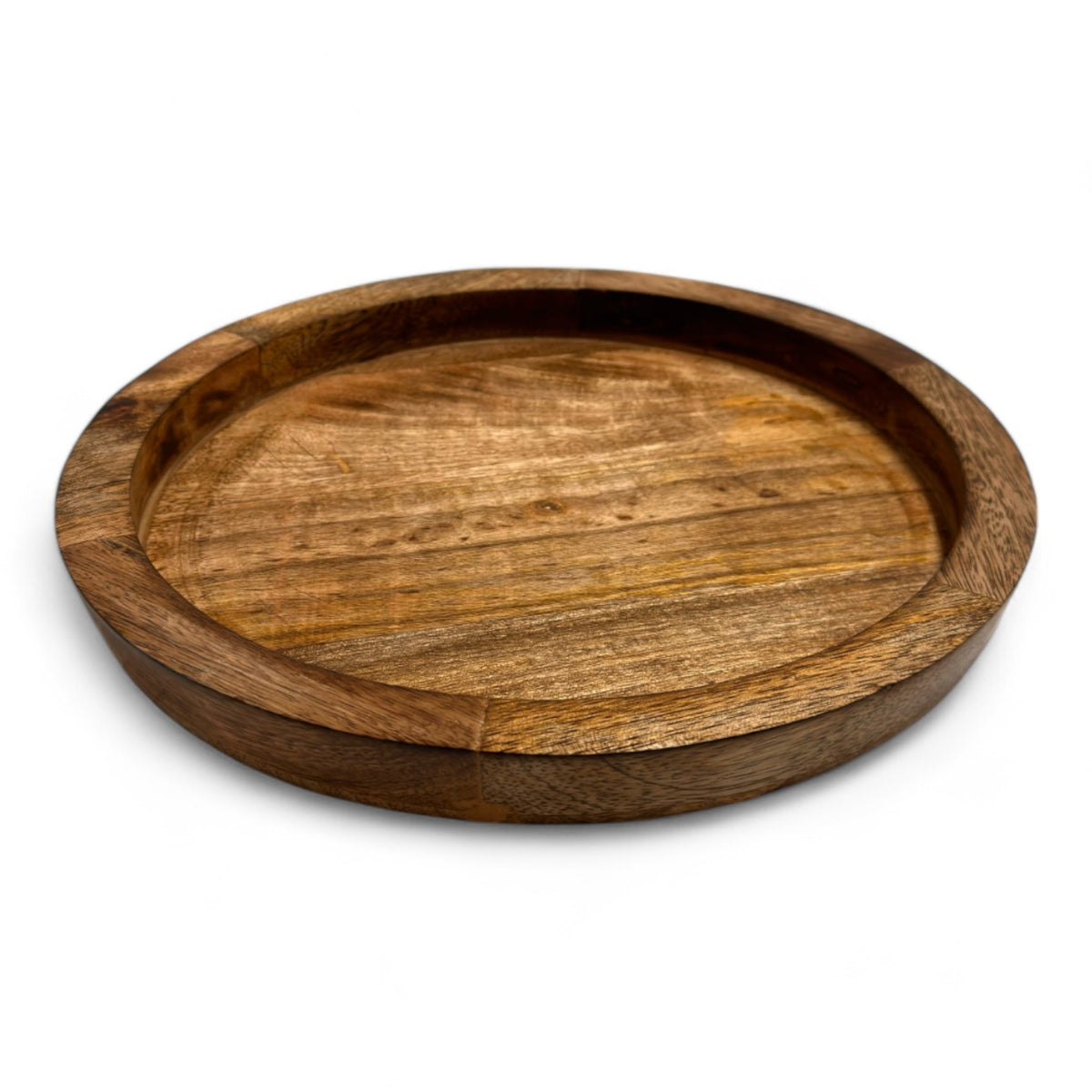 Wooden Tray for Decor Medium Rustic Round Wooden Serving Tray 10x10x2 Inches - Handcrafted Mango Wood  - Decorative Kitchen & Dining Table Platter - Brown" GLOBAL CRAFT AND CREATIONS | MA45