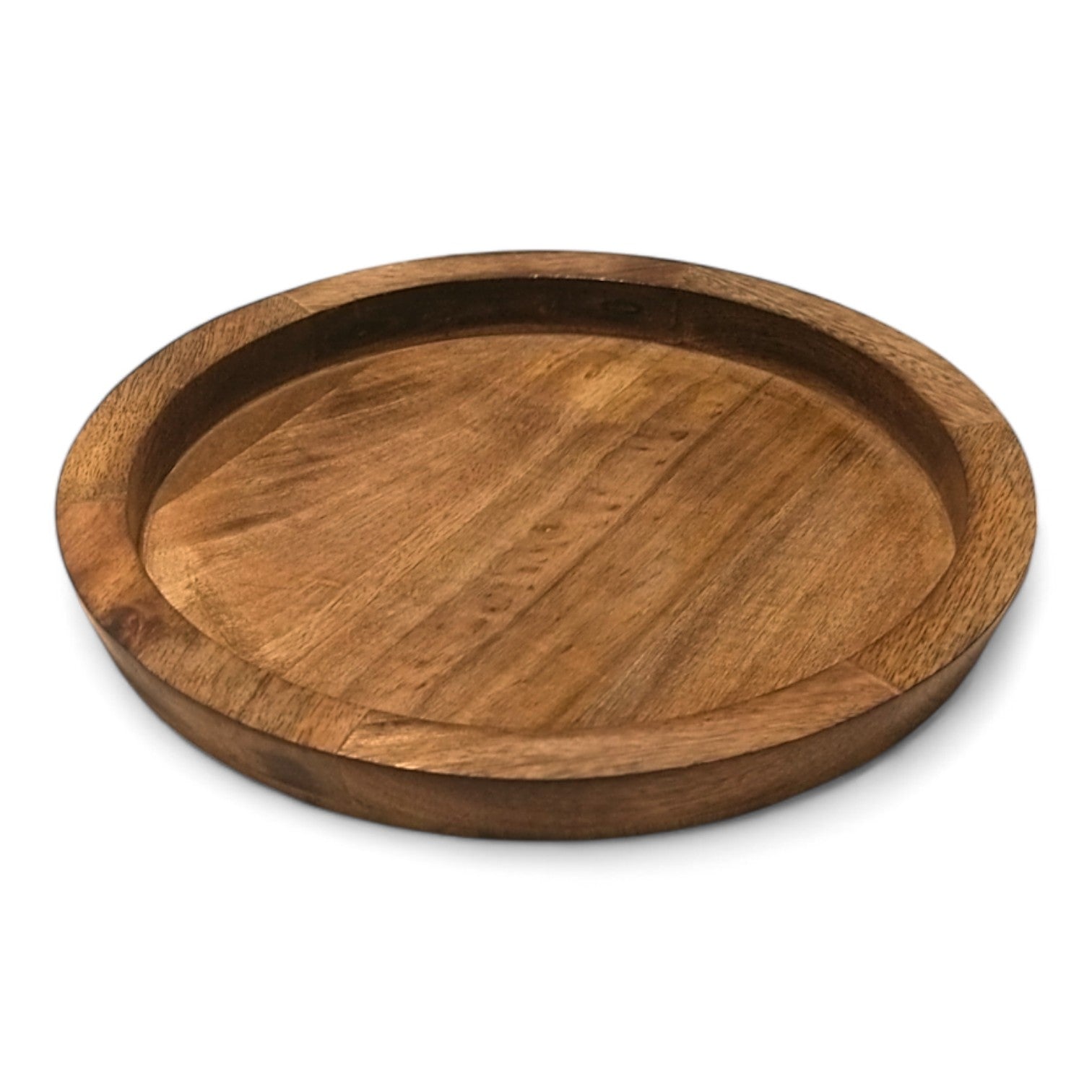 Wooden Tray for Decor Medium Rustic Round Wooden Serving Tray 10x10x2 Inches - Handcrafted Mango Wood  - Decorative Kitchen & Dining Table Platter - Brown" GLOBAL CRAFT AND CREATIONS | MA45