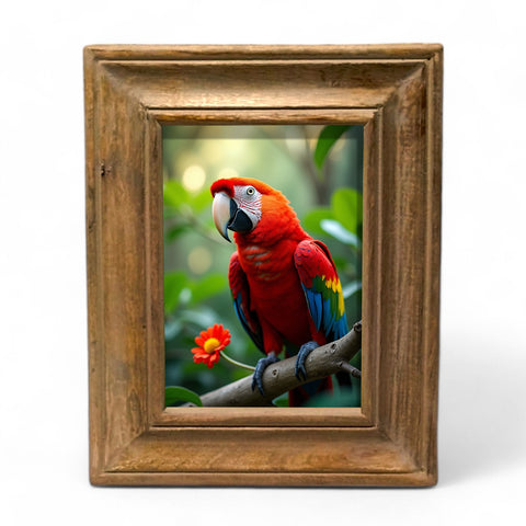 GLOBAL CRAFT AND CREATIONS Wooden Table-Top Photo Frame | Solid Wood Picture Frame for Table Decor, Wall Decor, Office Decor & Home Decor (5x7), Rectangular, Handcrafted White wash finished Rustic Style TableTop Display | MA51