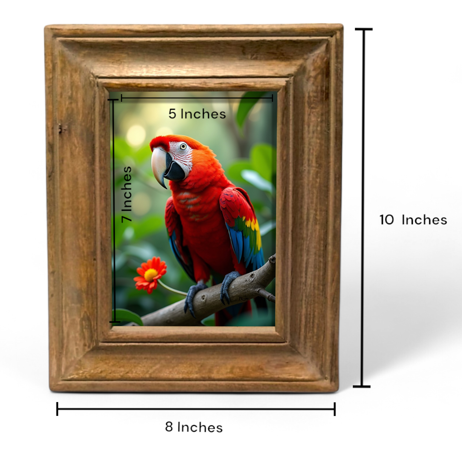 GLOBAL CRAFT AND CREATIONS Wooden Table-Top Photo Frame | Solid Wood Picture Frame for Table Decor, Wall Decor, Office Decor & Home Decor (5x7), Rectangular, Handcrafted White wash finished Rustic Style TableTop Display | MA51