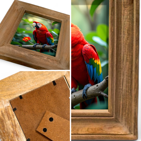 GLOBAL CRAFT AND CREATIONS Wooden Table-Top Photo Frame | Solid Wood Picture Frame for Table Decor, Wall Decor, Office Decor & Home Decor (5x7), Rectangular, Handcrafted White wash finished Rustic Style TableTop Display | MA51