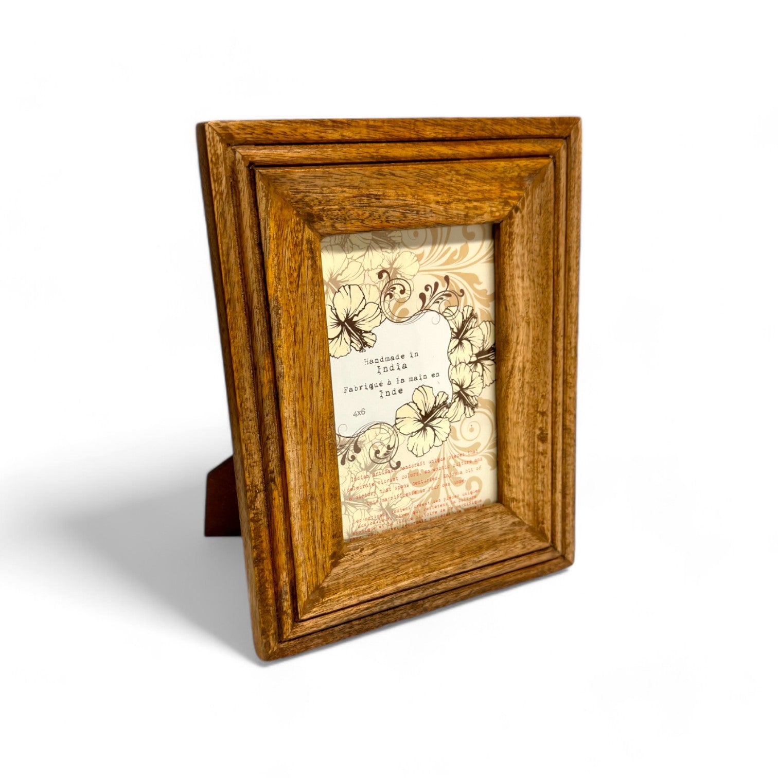 GLOBAL CRAFT AND CREATIONS Wooden Table-Top Photo Frame | Solid Wood Picture Frame for Table Decor, Wall Decor, Office Decor & Home Decor (4x6), Rectangular, Handcrafted Natural finished Rustic Style TableTop Display | MA08