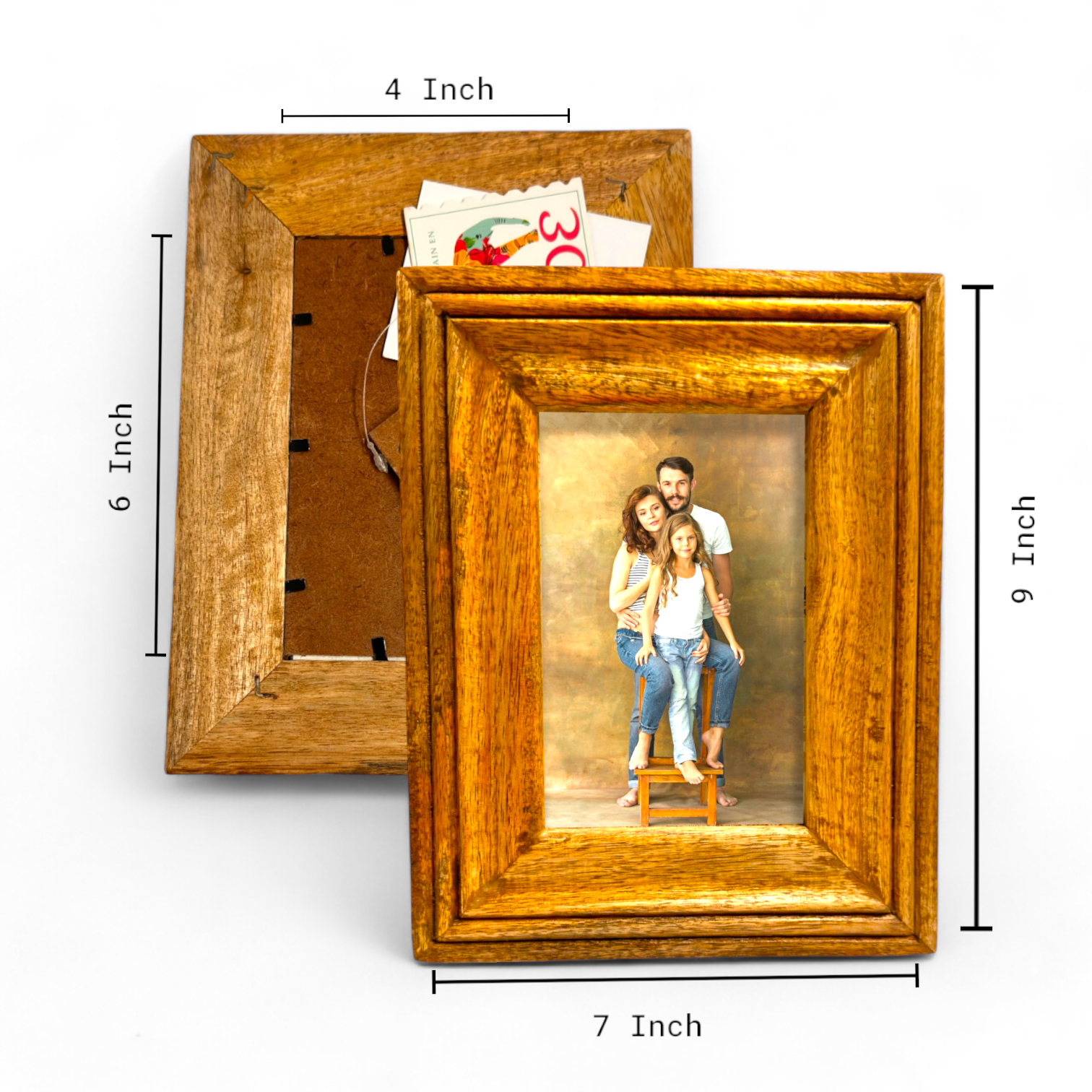 GLOBAL CRAFT AND CREATIONS Wooden Table-Top Photo Frame | Solid Wood Picture Frame for Table Decor, Wall Decor, Office Decor & Home Decor (4x6), Rectangular, Handcrafted Natural finished Rustic Style TableTop Display | MA08