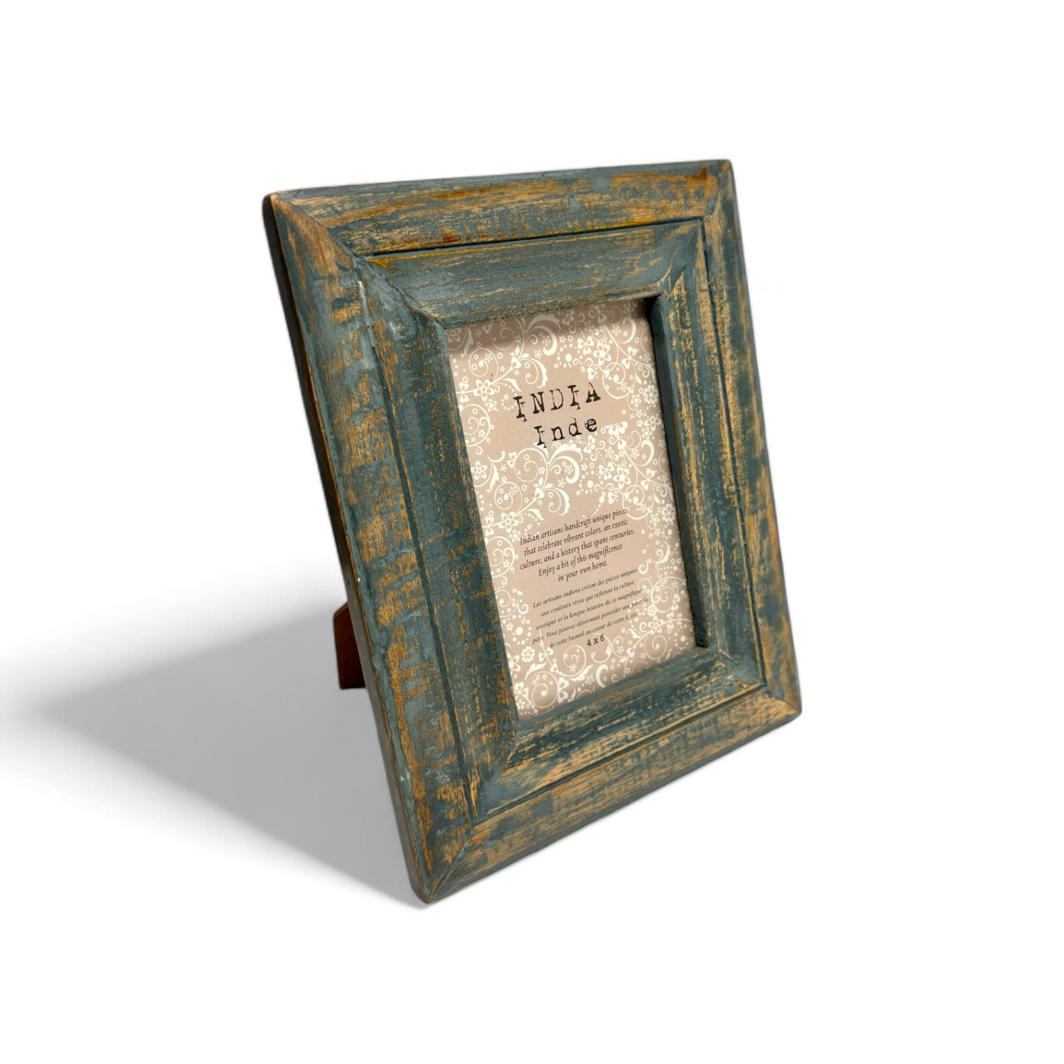 GLOBAL CRAFT AND CREATIONS Wooden Table-Top Photo Frame | Solid Wood Picture Frame for Table Decor, Wall Decor, Office Decor & Home Decor (4x6), Rectangular, Handcrafted Forest Green finished Rustic Style TableTop Display | MA13