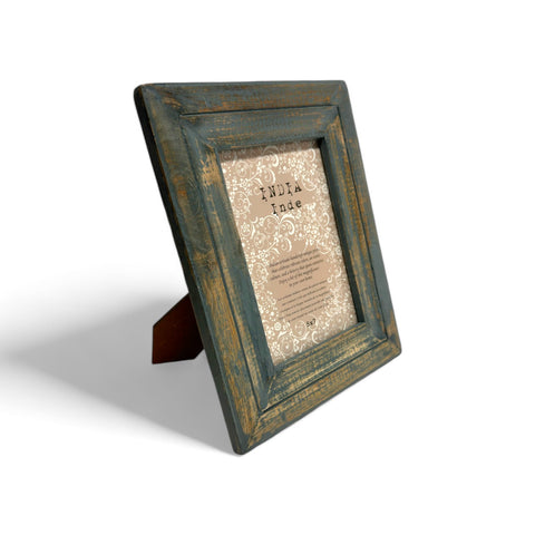 GLOBAL CRAFT AND CREATIONS Wooden Table-Top Photo Frame | Solid Wood Picture Frame for Table Decor, Wall Decor, Office Decor & Home Decor (5x7), Rectangular, Handcrafted Forest Green finished Rustic Style TableTop Display | MA16