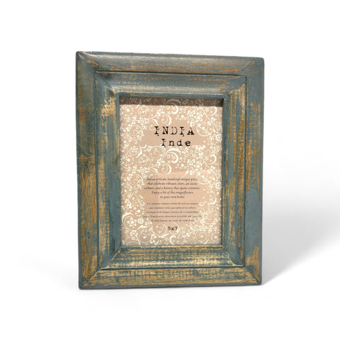 GLOBAL CRAFT AND CREATIONS Wooden Table-Top Photo Frame | Solid Wood Picture Frame for Table Decor, Wall Decor, Office Decor & Home Decor (5x7), Rectangular, Handcrafted Forest Green finished Rustic Style TableTop Display | MA16