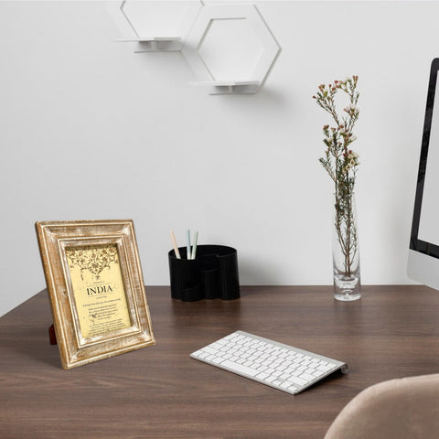 GLOBAL CRAFT AND CREATIONS Wooden Table-Top Photo Frame | Solid Wood Picture Frame for Table Decor, Wall Decor, Office Decor & Home Decor (5x7), Rectangular, Handcrafted White Wash finished Rustic Style TableTop Display | MA17