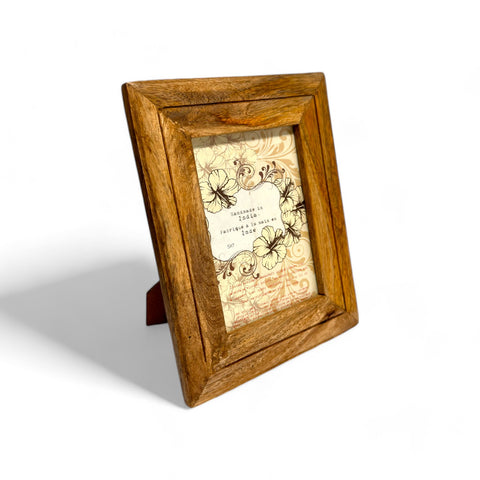 GLOBAL CRAFT AND CREATIONS Wooden Table-Top Photo Frame | Solid Wood Picture Frame for Table Decor, Wall Decor, Office Decor & Home Decor (5x7), Rectangular, Handcrafted Natural finished Rustic Style TableTop Display | MA20