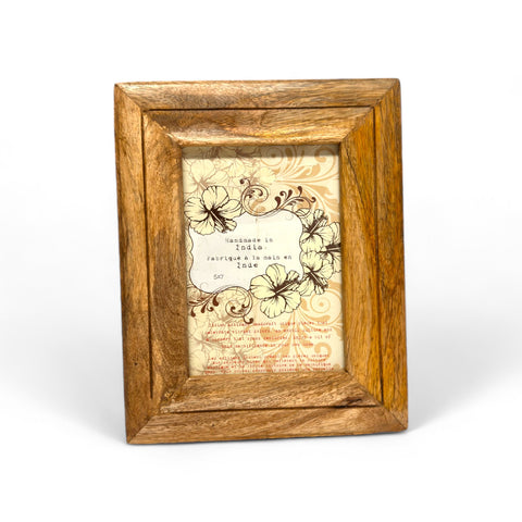 GLOBAL CRAFT AND CREATIONS Wooden Table-Top Photo Frame | Solid Wood Picture Frame for Table Decor, Wall Decor, Office Decor & Home Decor (5x7), Rectangular, Handcrafted Natural finished Rustic Style TableTop Display | MA20