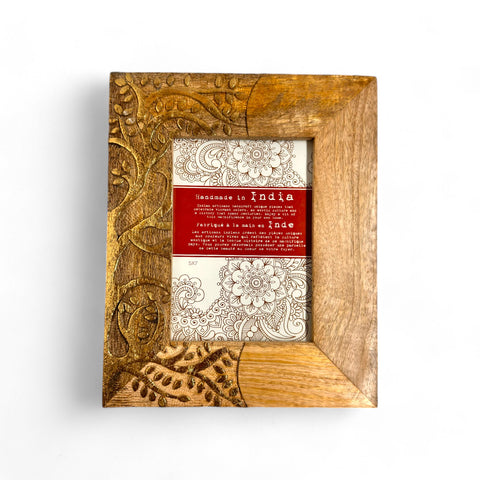 GLOBAL CRAFT AND CREATIONS Wooden Table-Top Photo Frame | Solid Wood Picture Frame for Table Decor, Wall Decor, Office Decor & Home Decor (5x7), Rectangular, Handcrafted Natural finished Rustic Style TableTop Display | MA21