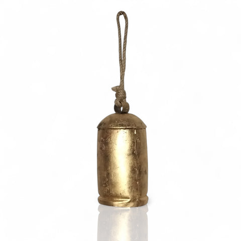 Rustic Tin Metal Jingle Bell (10") Vintage Handmade Lucky Christmas Hanging Mix Cow Bell with Rope - Global Craft and Creations | SH05